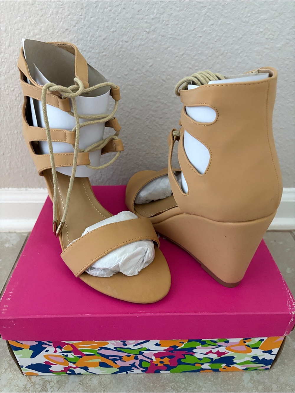 Lace-Up Wedge Sandals